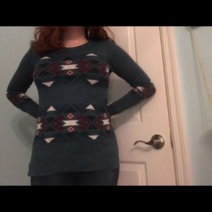 Hollister green Aztec print sweater